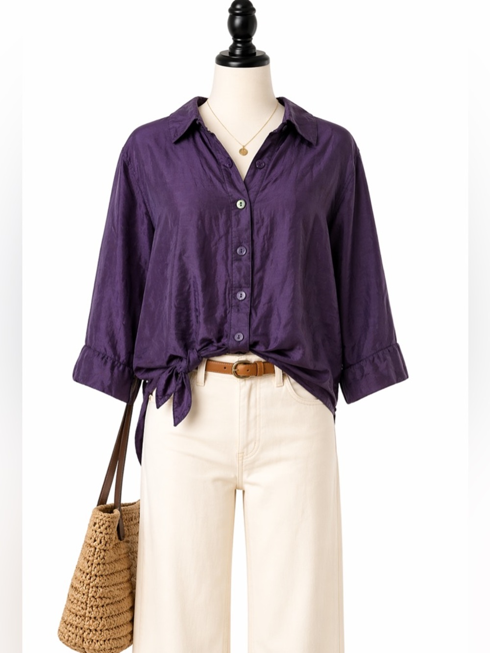 Chicos Womens‎ 100% Silk Button Up Blouse Top Large Career Professional Formal